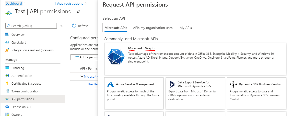 Azure Active Directory - Request API Permissions